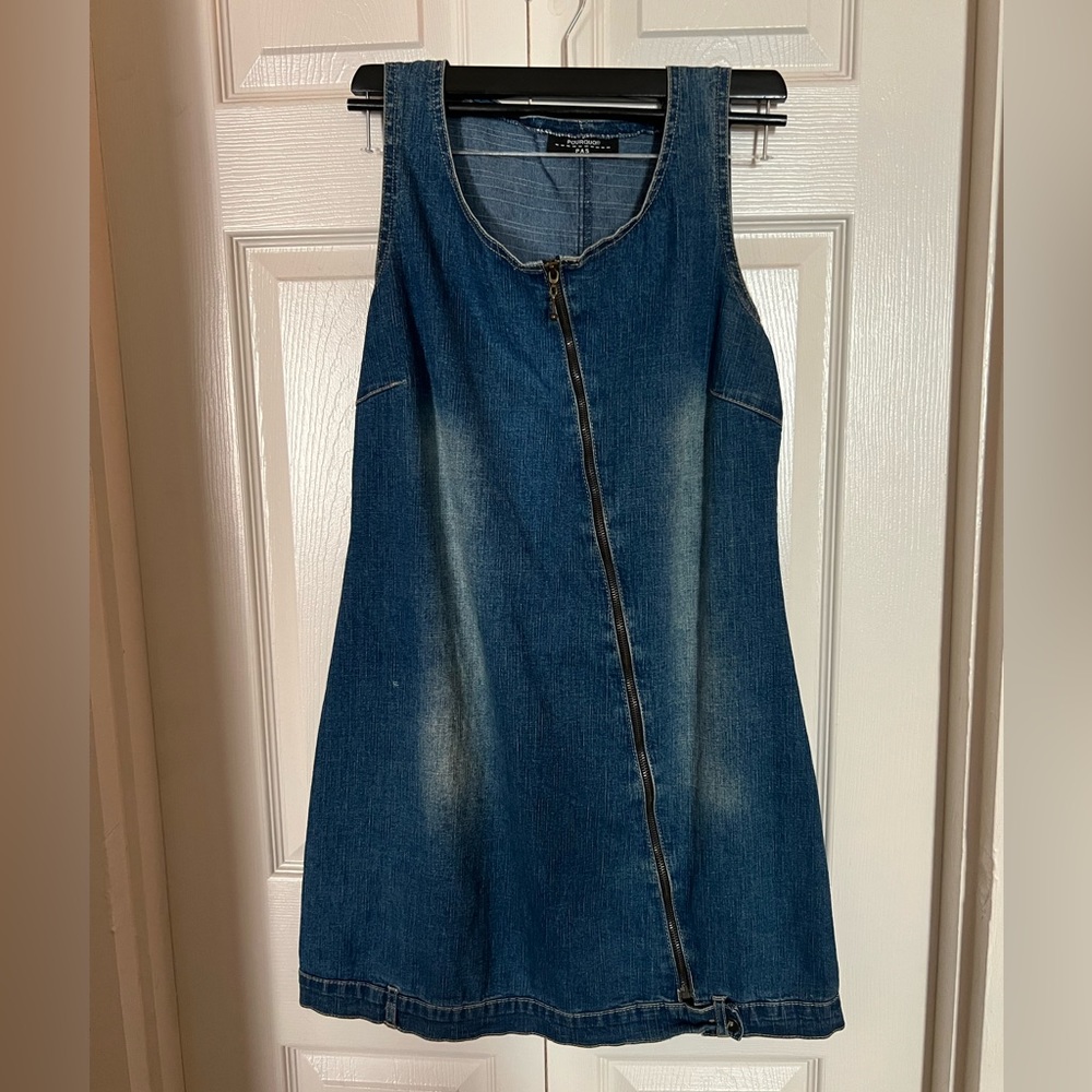 Midi Denim dress with front zipper design